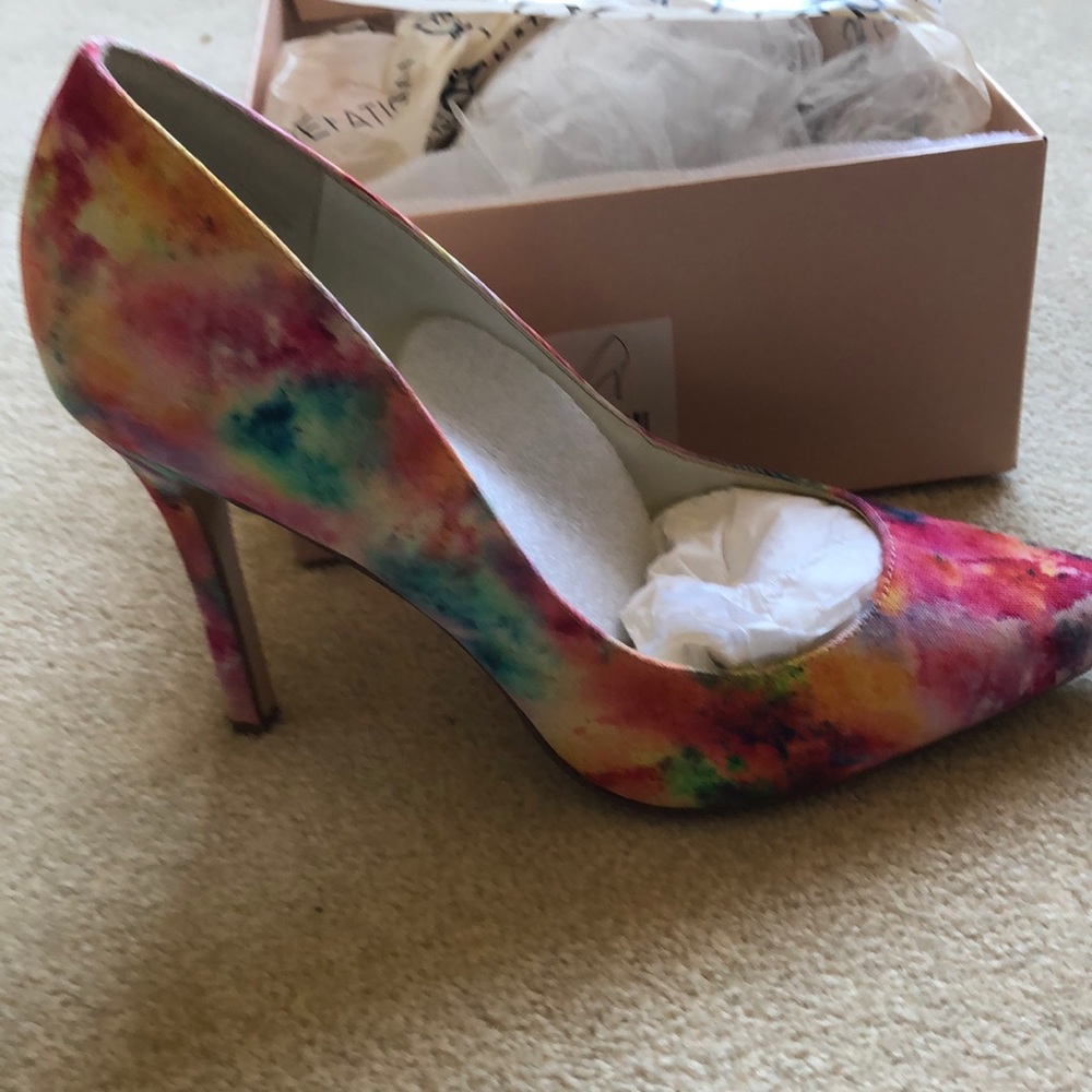 New - BCBGeneration Multi color Canvas Heel